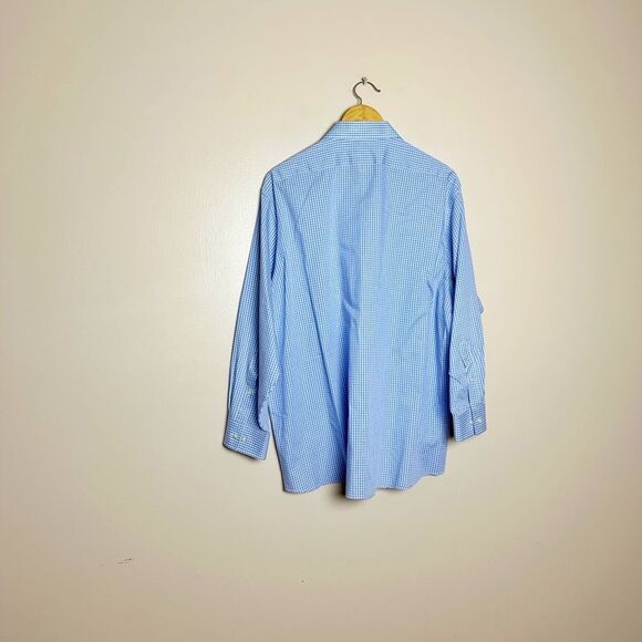 CLEARANCE! Men’s Blue Van Heusen Checked Dress Shirt Size 17-1/2 - Picture 2 of 5